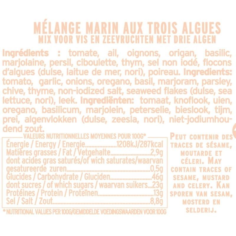 Jar of Three Seaweed Mix information sheet  Albert Ménès