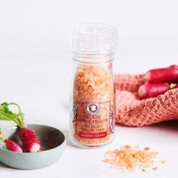 atmosphere photo of the pot of Pink Salt with Espelette Pepper Mill Albert Ménès