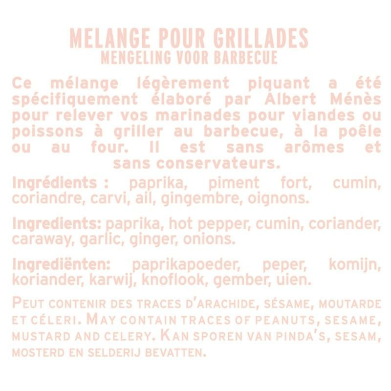Jar of Mix for Barbecue information sheet  Albert Ménès