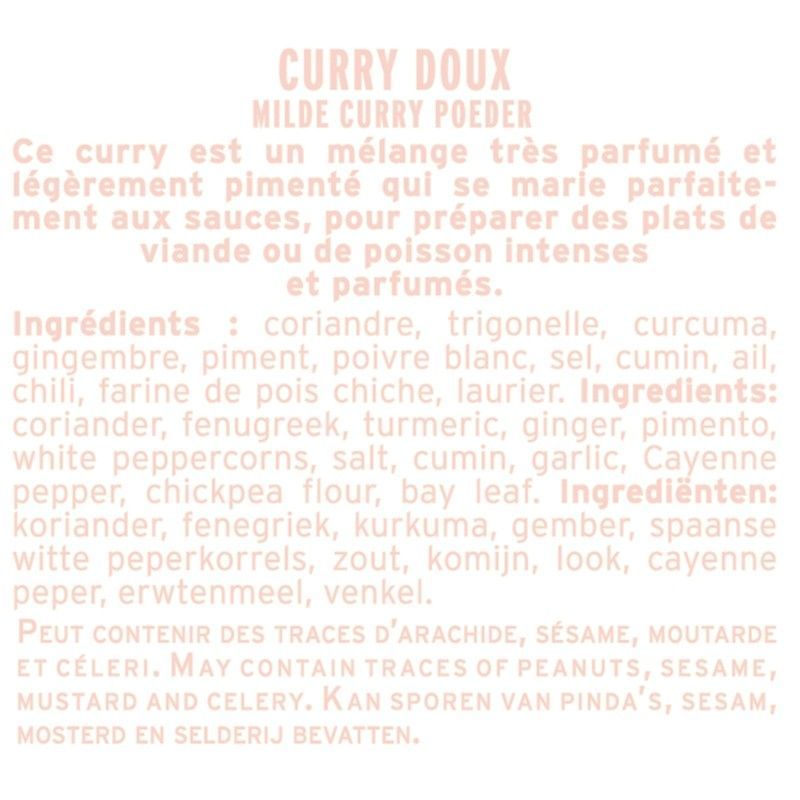 fiche informative sur le pot de Curry Doux Albert Ménès