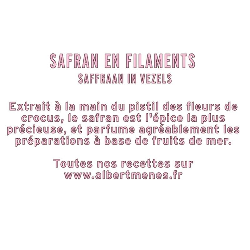 Jar of Saffron Filaments information sheet  Albert Ménès