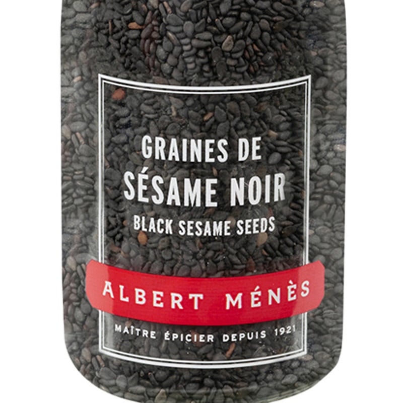 Zoom sur le pot de Graines de Sésame Noir Albert Ménès