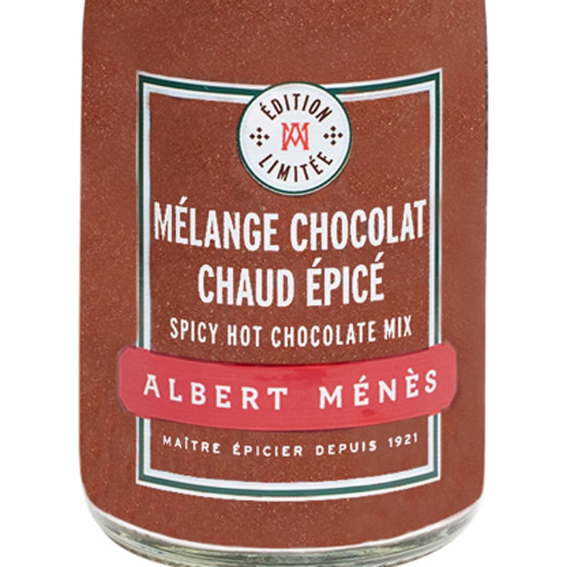 Zoom sur le pot de Mélange pour Chocolat Chaud Épicé Albert Ménès