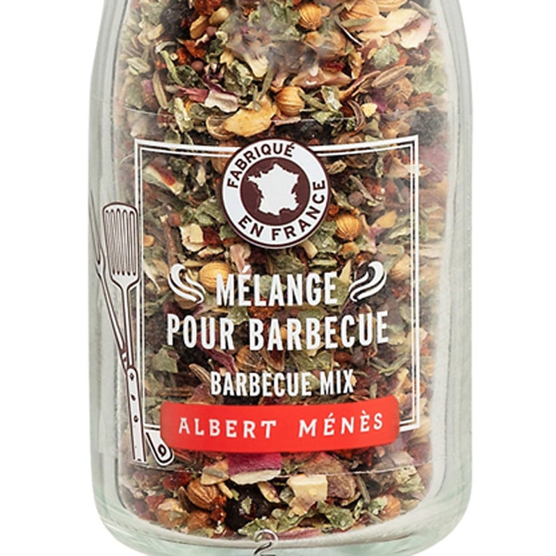 Zoom on the pot of Barbecue Mix Spice Mill Albert Ménès