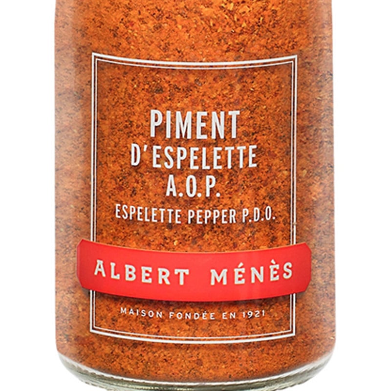 Zoom sur le pot de Piment d'Espelette A.O.P Albert Ménès