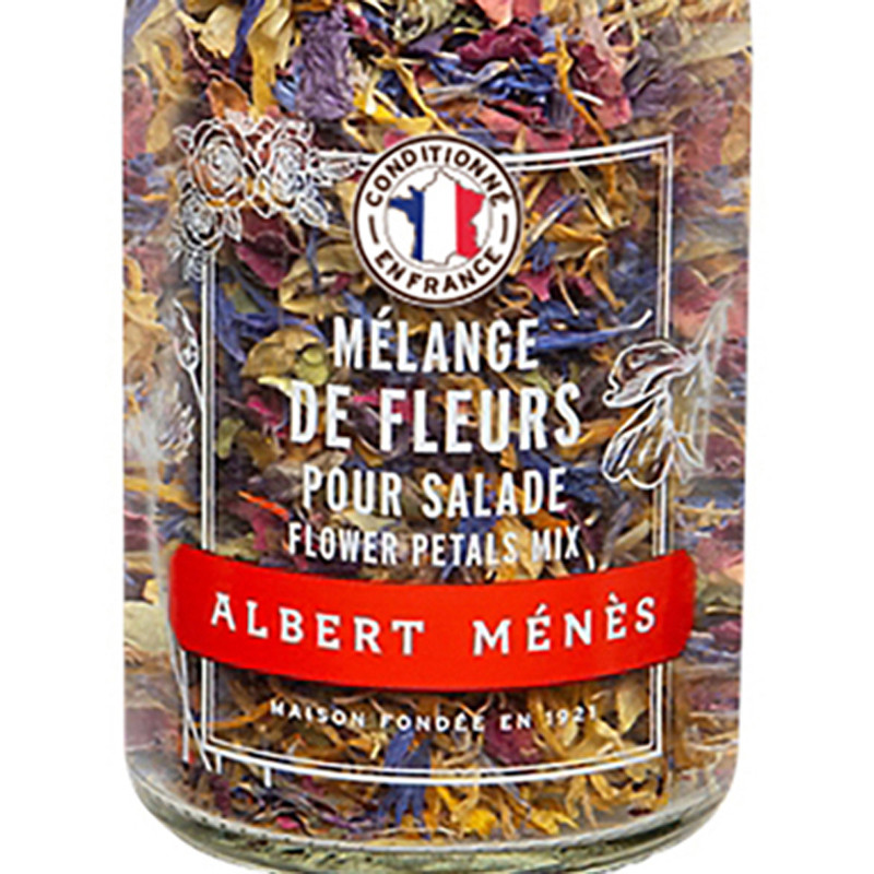 Zoom sur le pot de Mélange de Pétales de Fleurs Albert Ménès
