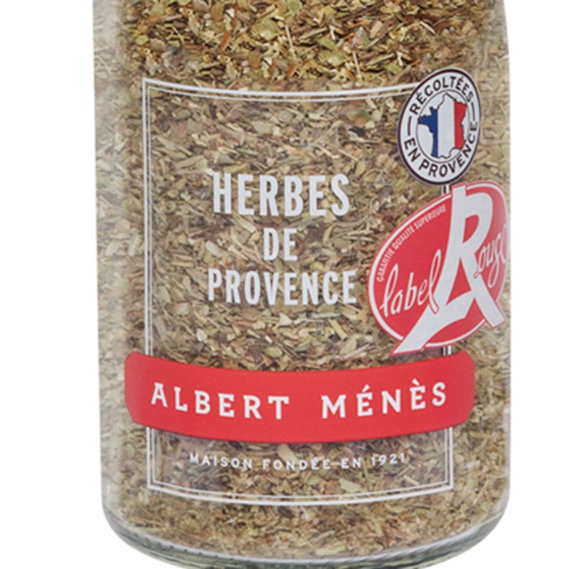Zoom sur le pot de Herbes de Provence - Label Rouge Albert Ménès