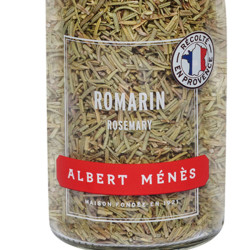 Détail des feuilles de romarin séché Albert Ménès, herbe de Provence parfumée