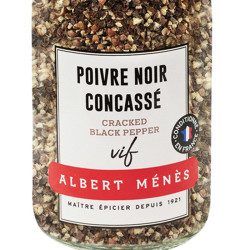 Zoom on the pot of Cracked Black Pepper Albert Ménès