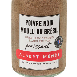 Zoom sur le pot de Poivre Noir Moulu du Brésil Albert Ménès