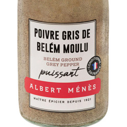 Zoom sur le pot de Poivre Gris de Belém Moulu Albert Ménès