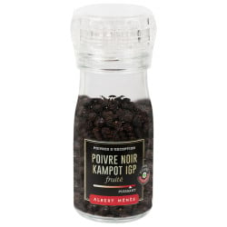 Jar of PGI Black Kampot Peppercorns - Pepper Mill Albert Ménès