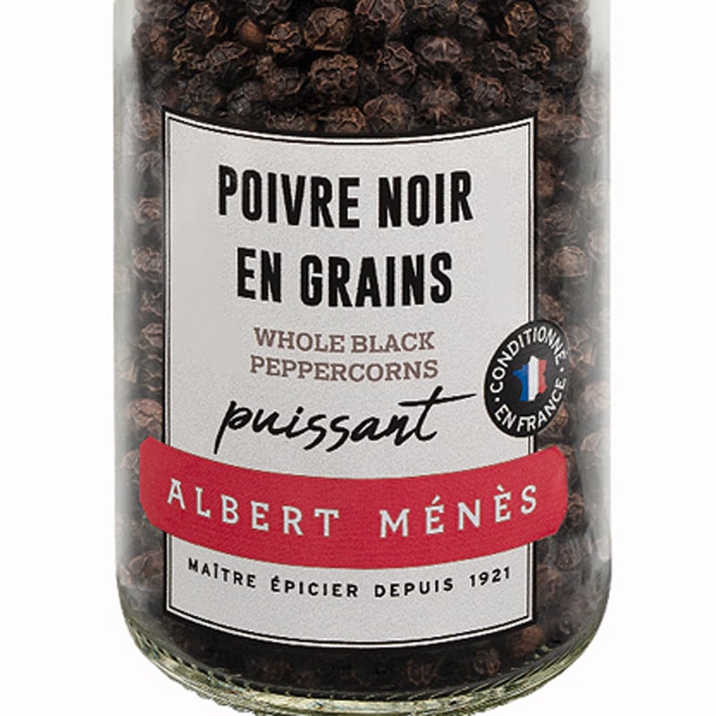 Zoom on the pot of Black Peppercorns Albert Ménès