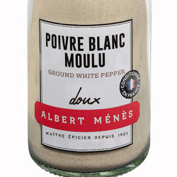 Zoom sur le pot de Poivre Blanc Moulu Albert Ménès