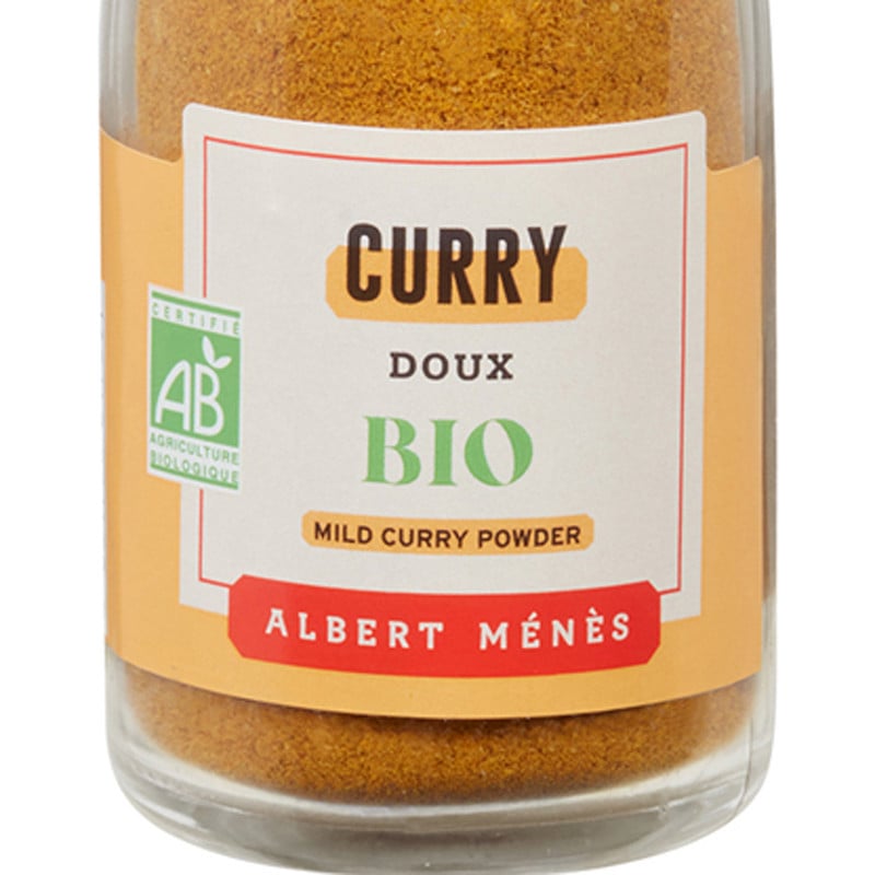 Zoom sur le pot de Curry BIO Albert Ménès