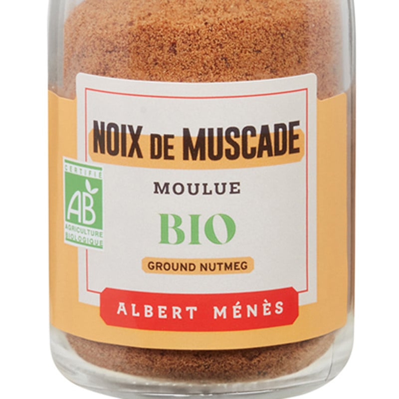 Zoom on the pot of Organic Ground Nutmeg Albert Ménès