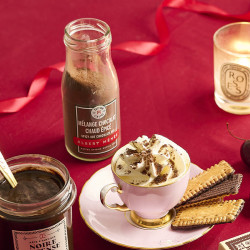 atmospheric photo of the Albert Ménès spicy hot chocolate mix pot