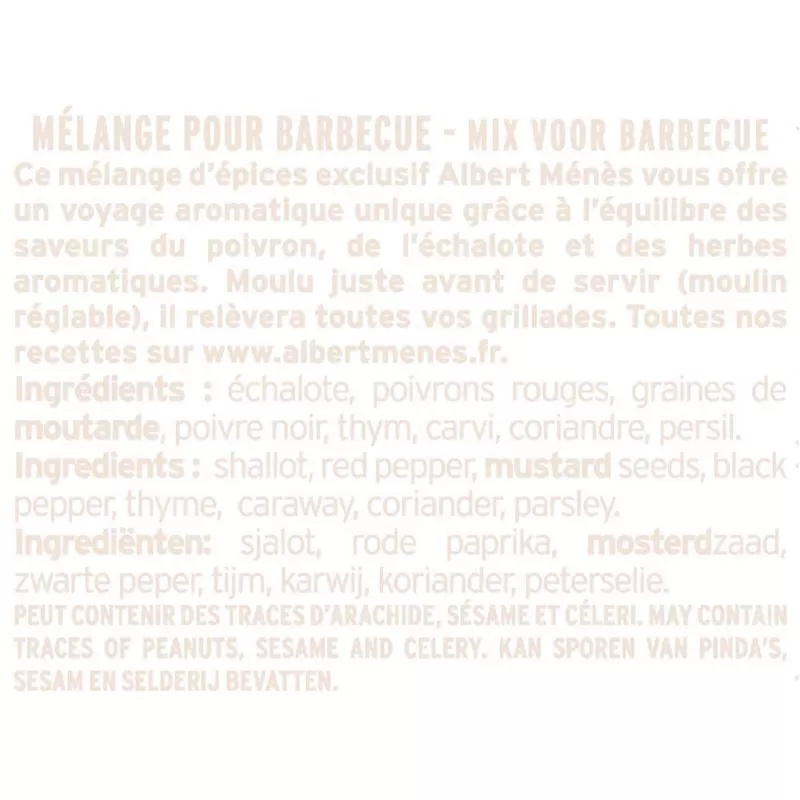 fiche informative sur le pot de Mélange pour Barbecue - Moulin Albert Ménès