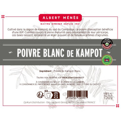 Recharge écologique de Poivre Blanc de Kampot Albert Ménès, conditionnement pratique pour votre moulin à poivre