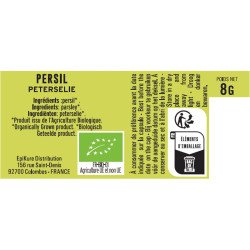 fiche informative sur le pot de Persil BIO Albert Ménès