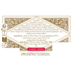 etiquette Filets de Thon Germon à l'Huile d'Olive Vierge Extra