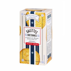 Paquet de Galettes Épaisses Bretonnes Albert Ménès, biscuits dorés au beurre demi-sel, fabrication artisanale de Pont-Aven