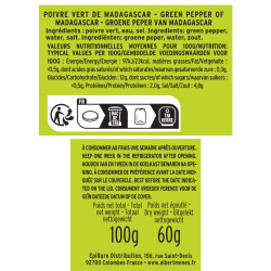 Poivre Vert de Madagascar en Saumure fiche informative