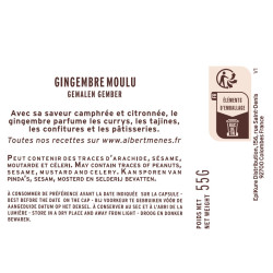 fiche informative sur le pot de Gingembre Moulu Albert Ménès