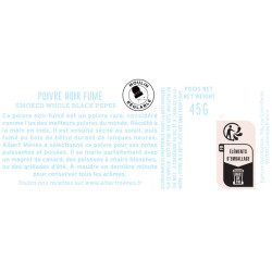 fiche informative sur le pot de Poivre Noir Fumé  - Moulin Albert Ménès