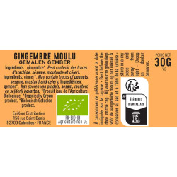 Gingembre moulu bio Albert Ménès, épice anti-inflammatoire parfaite pour pâtisseries et plats asiatiques