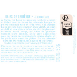 fiche informative sur le pot de Baies de Genièvre Albert Ménès