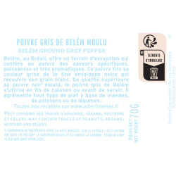 fiche informative sur le pot de Poivre Gris de Belém Moulu Albert Ménès
