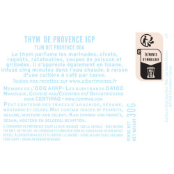fiche informative sur le pot de Thym I.G.P Albert Ménès