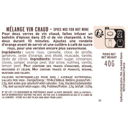 fiche informative sur le pot de Mélange pour Vin Chaud Albert Ménès