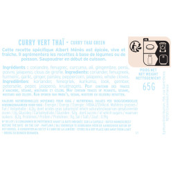 fiche informative sur le pot de Curry Vert Thaï Albert Ménès