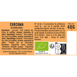 fiche informative sur le pot de Curcuma BIO Albert Ménès