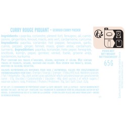 fiche informative sur le pot de Curry Rouge Piquant Albert Ménès