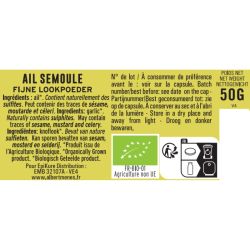 fiche informative sur le pot de Ail BIO Albert Ménès