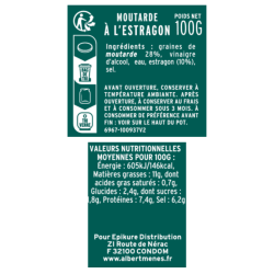 Moutarde Verte aux Feuilles d'Estragon fiche informative