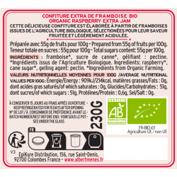 Confiture Extra de Framboise BIO
