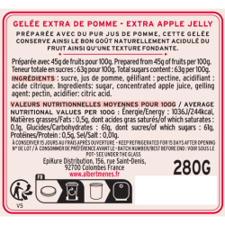 Gelée Extra de Pomme Albert Ménès, pot ouvert, un indispensable pour accompagner fromages et desserts