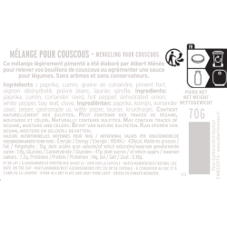 fiche informative sur le pot de Mélange pour Couscous Albert Ménès