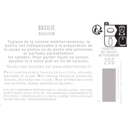 fiche informative sur le pot de Basilic Albert Ménès