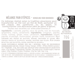 fiche informative sur le pot de Mélange Pain d'Epices Albert Ménès