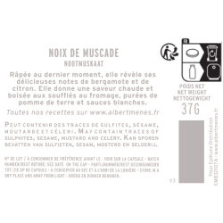 fiche informative sur le pot de Noix de Muscade Albert Ménès