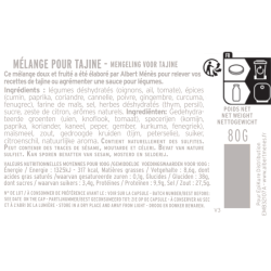 fiche informative sur le pot de Mélange pour Tajine Albert Ménès