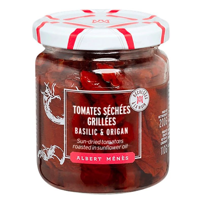 Getrocknete Tomaten, geröstet, Basilikum und Oregano