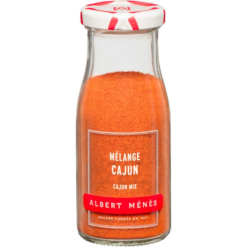 Pot de mélange d'épices cajun Albert Ménès, poudre aromatique couleur terre et rouge, pour assaisonnement culinaire