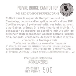 PGI Red Kampot Peppercorns - Pepper Mill | Albert Ménès
