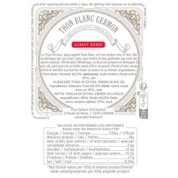 Détail de la chair claire et ferme du Thon Blanc Germon Albert Ménès, prêt à être utilisé en salade ou tartine